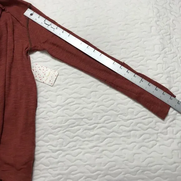 NWT Free People Small Red Orange Split Back Turtleneck Knit Top Tunic OB536113 - Picture 5 of 10